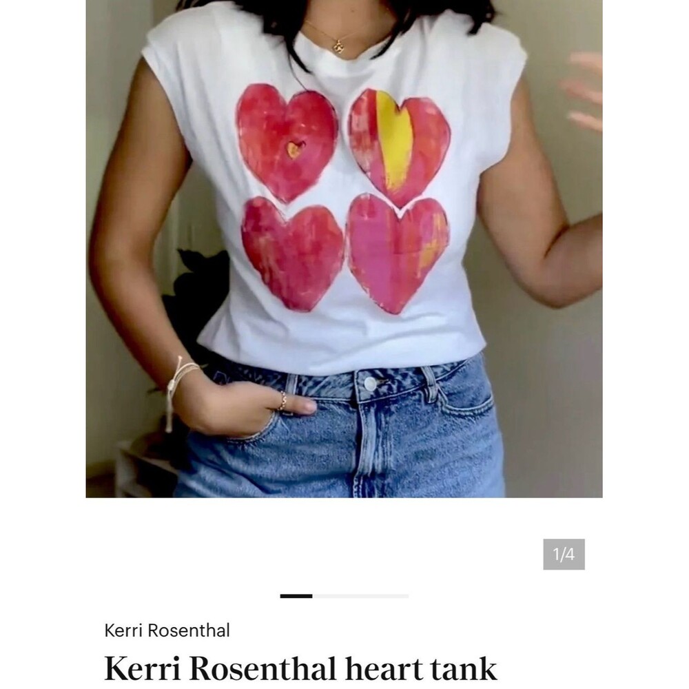 Rosenthal White Tank with Pink and Yellow Heart Print